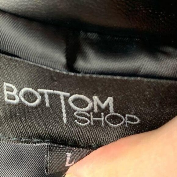 Bottom Shop blazer size L Black one button faux leather vegan tuxedo jacket - Picture 6 of 10